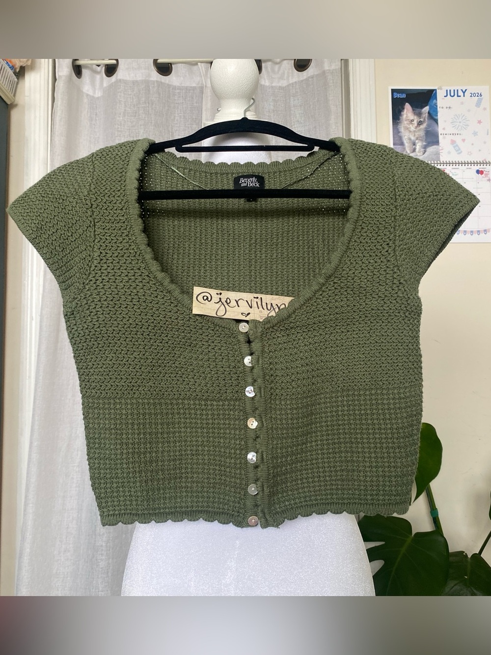 Beverly and Beck Tiffany Crop Sweater Top in Olive